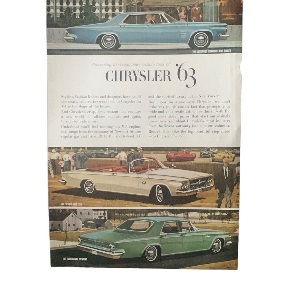 Vintage 1962 Chrysler Newport New Yorker 300 Ad Advertisement
